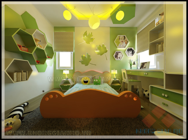 Thiết kế biệt thự Phối cảnh 3D Phòng ngủ Baby-v2- Biệt thự Anh Đức - TP Tuyên Quang